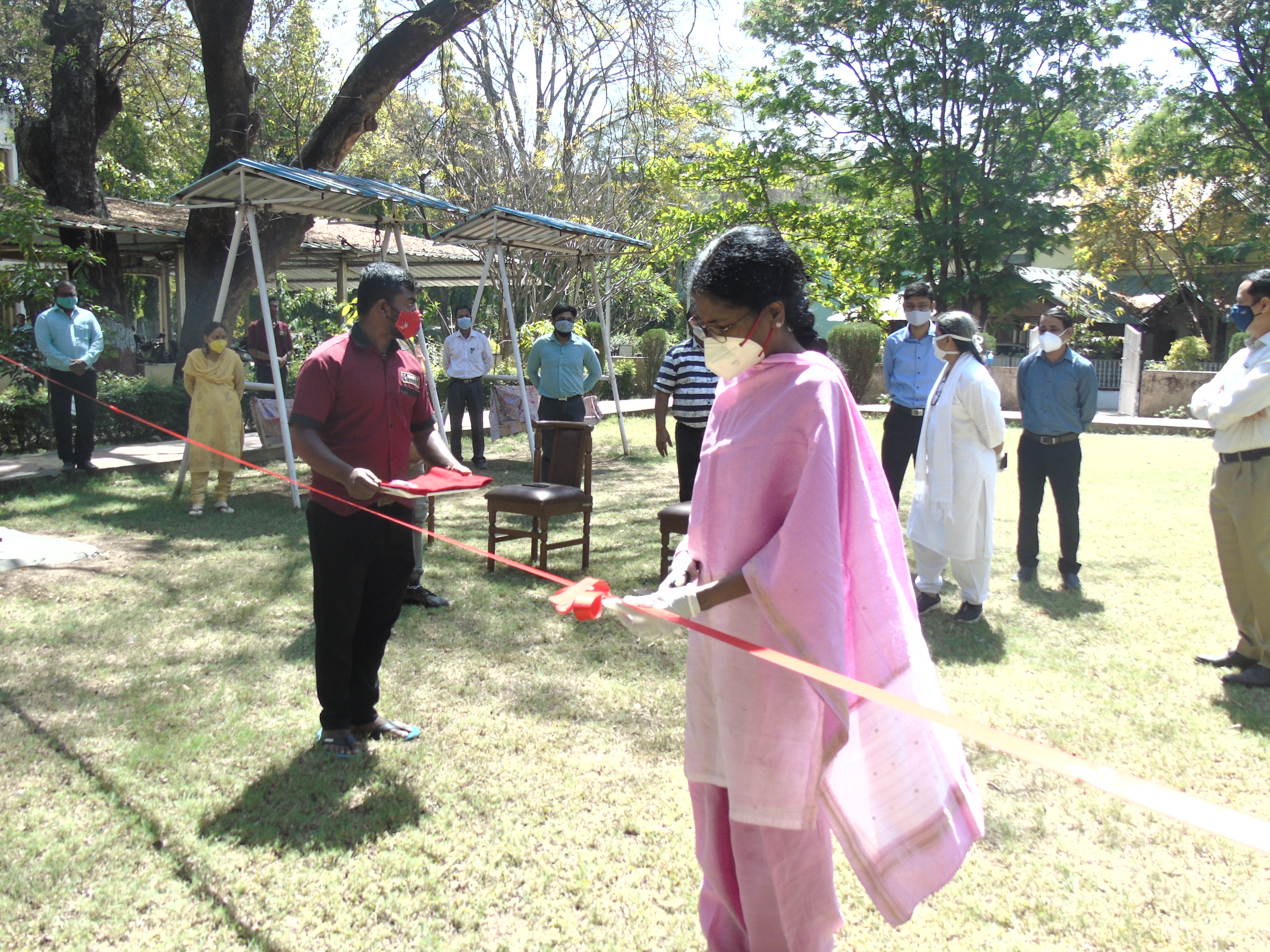 Ms. Hema M., AG (Audit)- II-Mah., Nagpur inaugurating green gym at RTI Nagpur campus