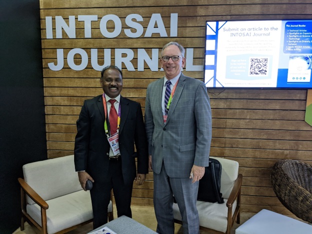 Mr. Girish Chandra Murmu, CAG of India in conversation with Mr. Bob Saum, Chief Financial Management Officer, Operations Policy and Country Services (OPCS), World Bank Group, on 11th November 2022 in Brazil on the side lines of INCOSAI 2022.